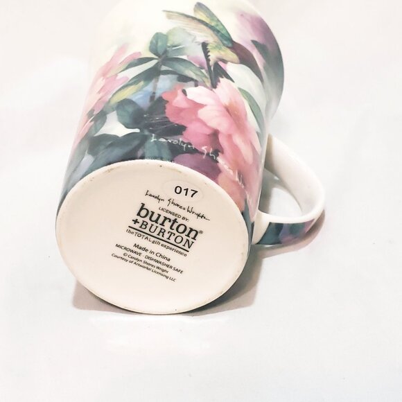 Hummingbird Azalea Flowers Burton & Burton Coffee Mug 13 oz Cup Pink Green White - Picture 7 of 8